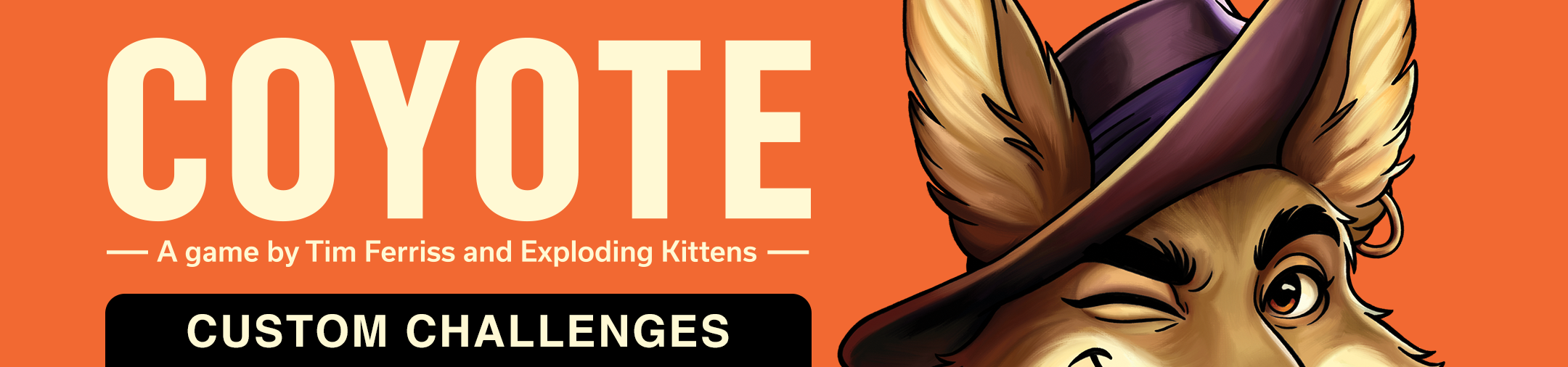 Coyote Custom Challenges banner with the cartoon coyote character