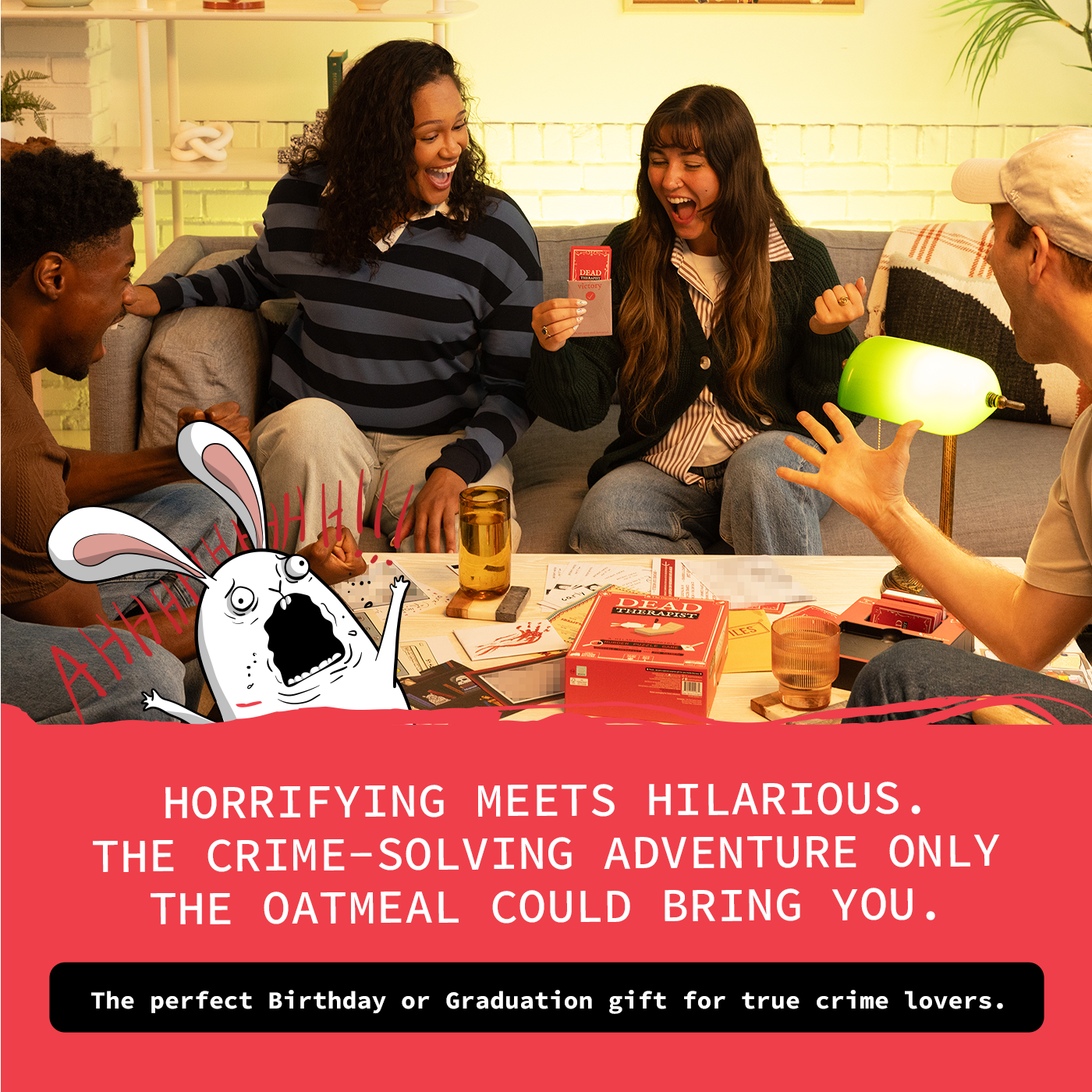 Dead Therapist, a crime-solving game from The Oatmeal, a gift for true-crime lovers 
