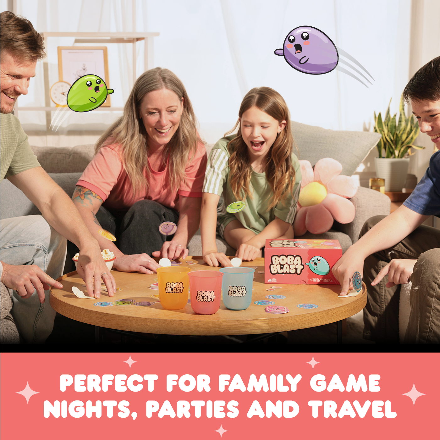 Boba Blast, perfect for family game nights, parties, and travel 
