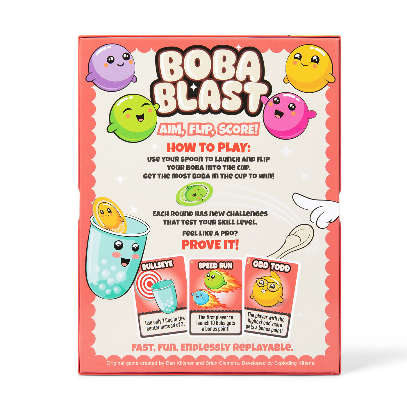 Boba Blast game box back with how-to-play 