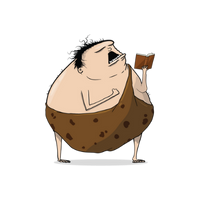 Caveman character dressed in a potato-shaped fur outfit