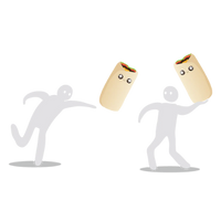 Two characters tossing cards into the air