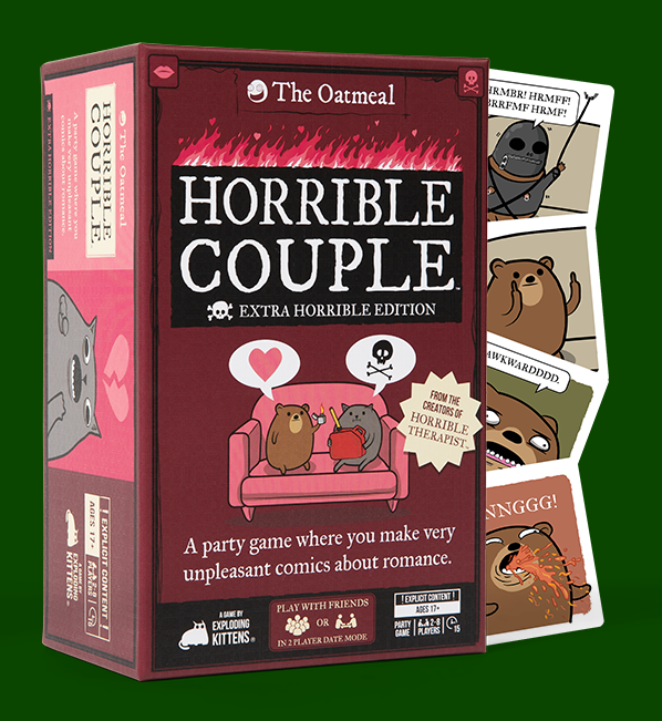 Horrible Couple game box by The Oatmeal, a holiday graphic