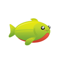 Green and red salmon fish character