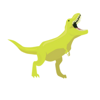 Green cartoon T-Rex, On a Scale of One to T-Rex art