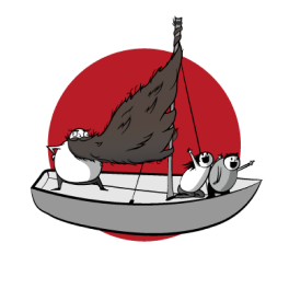 Cats sailing a boat under a red sun, flexible paid vacation benefit graphic 