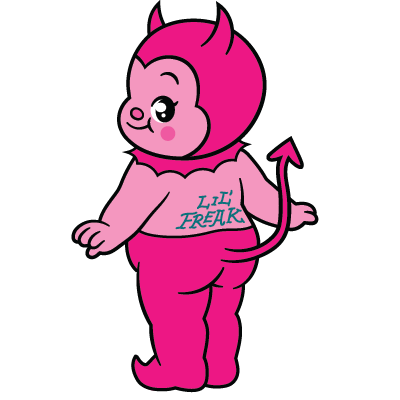 Pink Lil Freak devil character standing