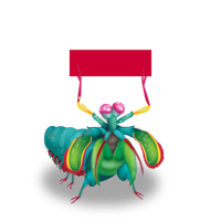 Mantis character holding the Polish flag 