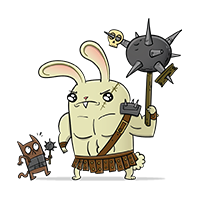 Power Hungry Pets cartoon warrior bunny character
