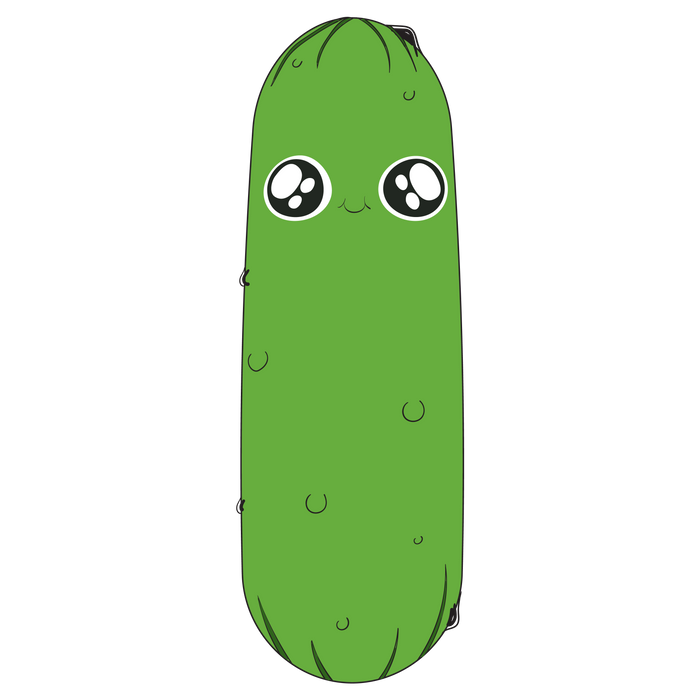 Green pickle character with big eyes