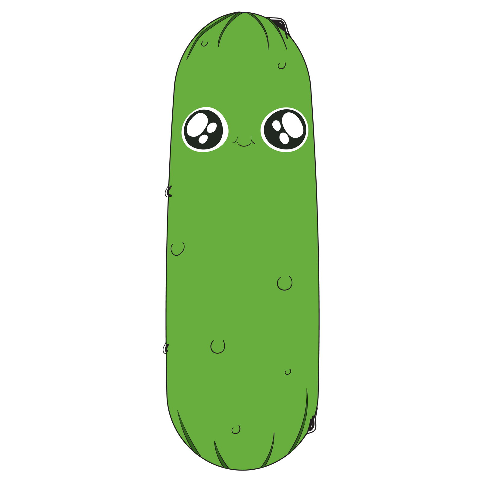 Green pickle character with big eyes