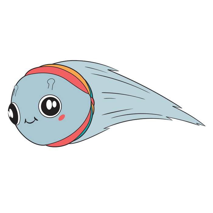 Blue cartoon fish swimming illustration
