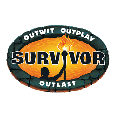 Survivor logo with torch on orange emblem