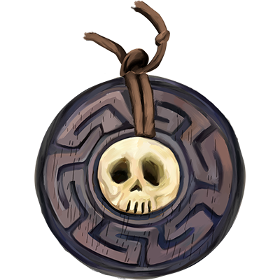 Survivor immunity idol skull necklace on wood
