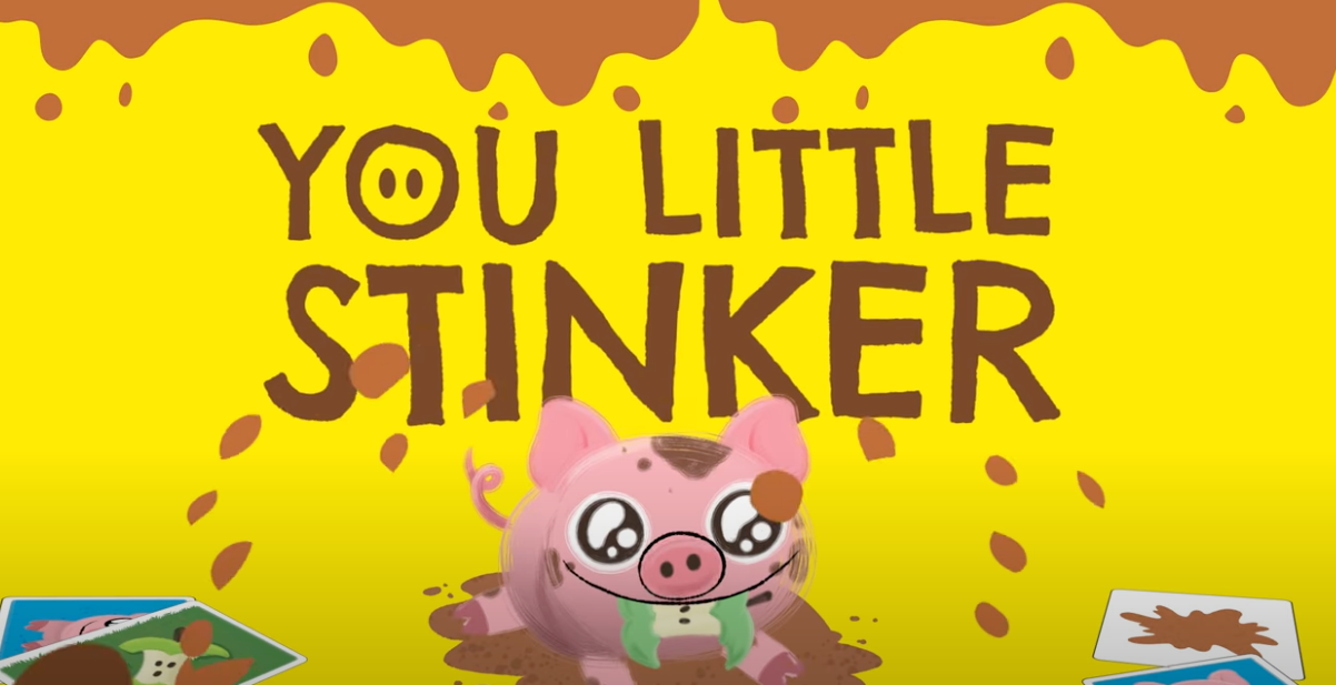 You Little Stinker game banner with a cartoon pig 