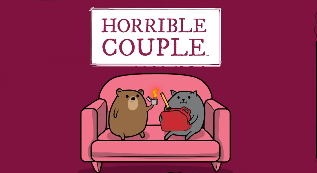 Horrible Couple how to play card with cats on a couch 