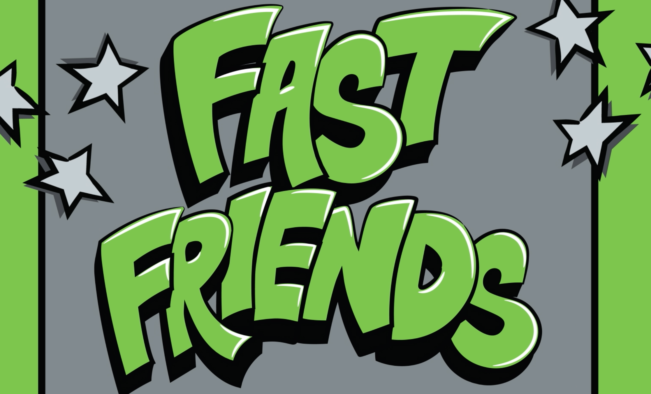 Fast Friends game logo in green graffiti style 