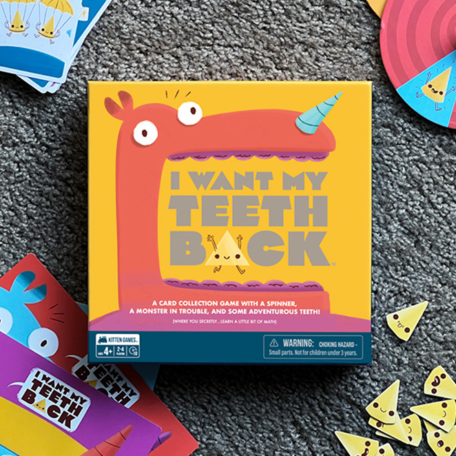 I Want My Teeth Back game box with a cartoon monster 