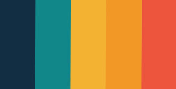 Decorative color stripe banner in navy, teal, and orange