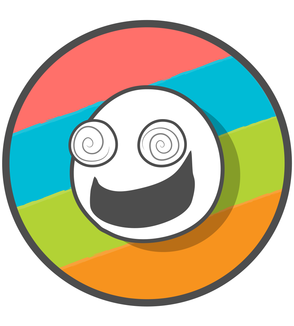 The Oatmeal logo, a dizzy cartoon face on a colorful circle 