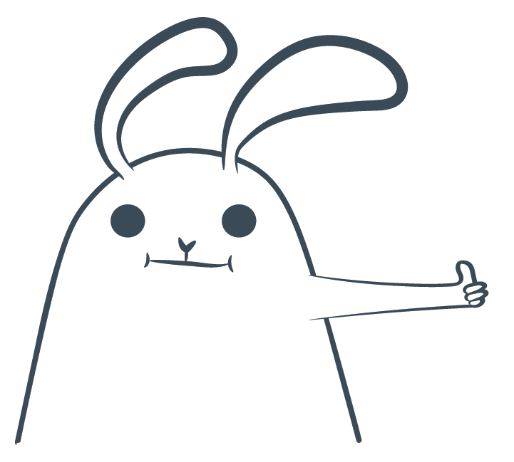 Cartoon bunny giving a cheerful thumbs up 