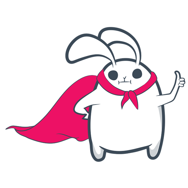Cartoon superhero bunny in a red cape on the box cover