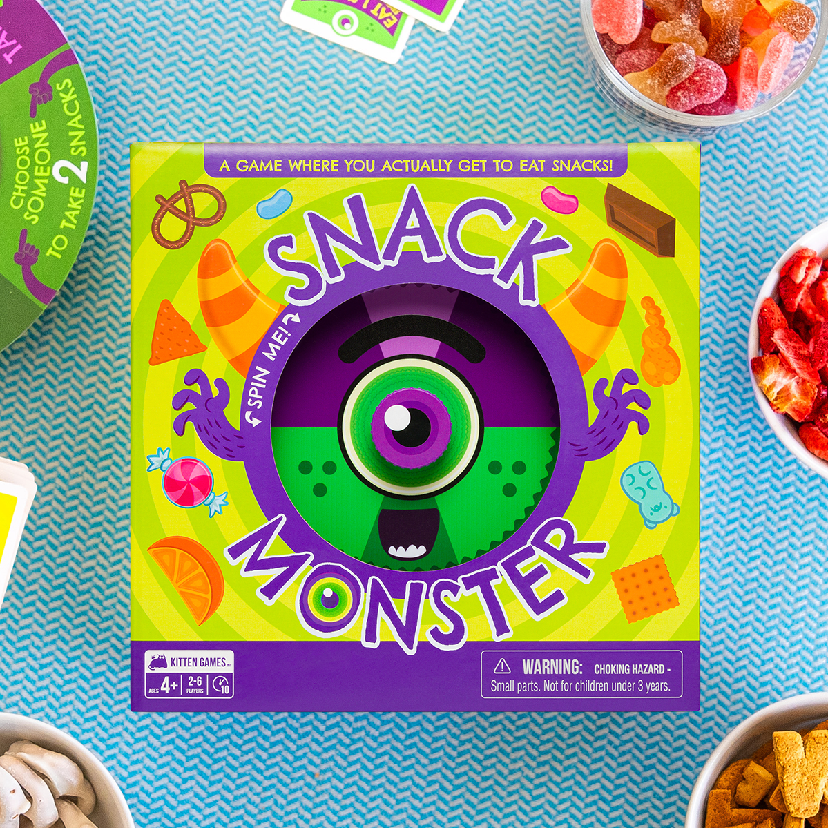 Snack Monster game box with monster artwork 