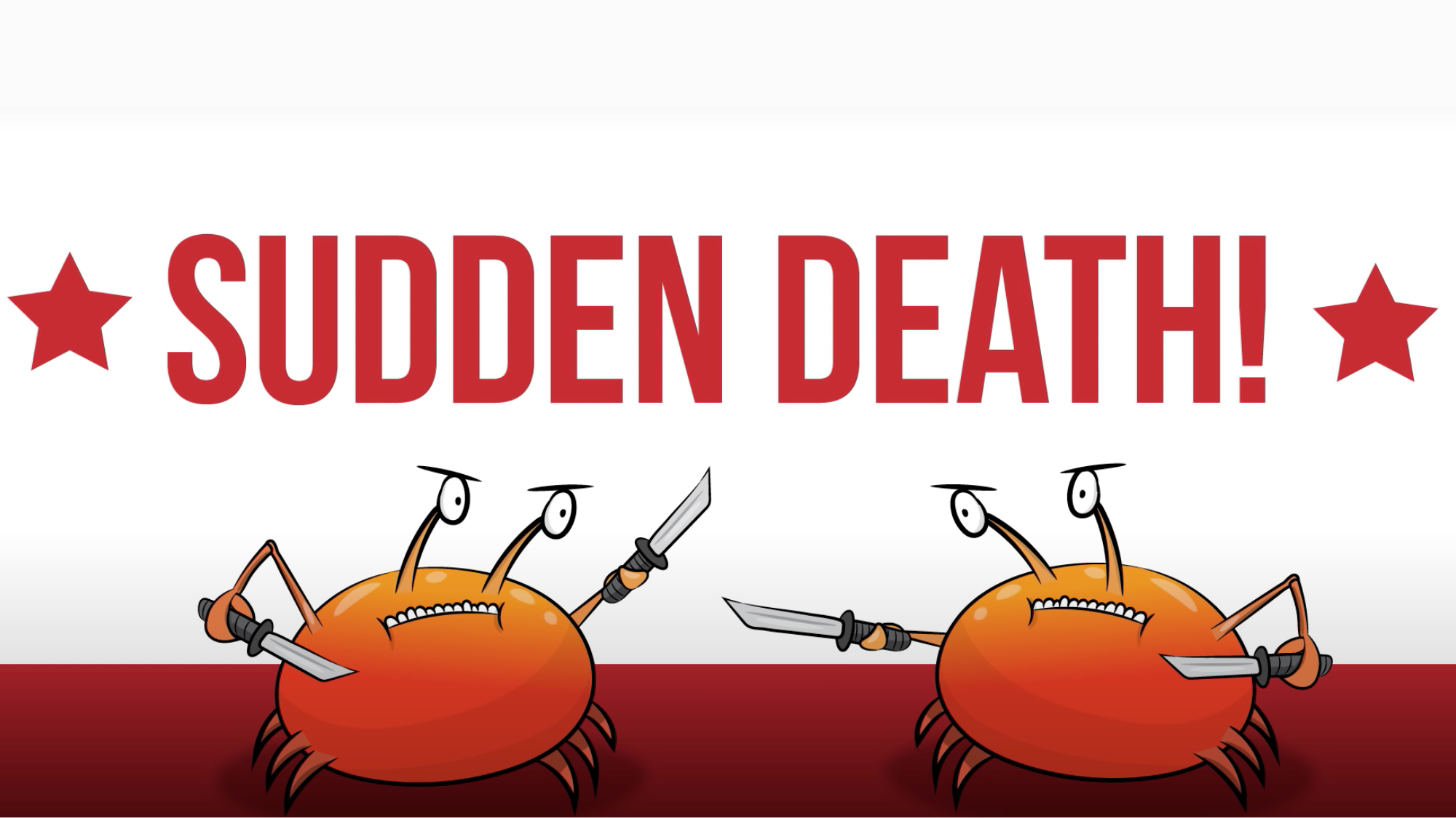 Sudden Death step, two crabs dueling with swords 