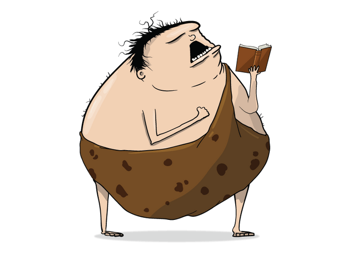 Neanderthal caveman holding a stone axe