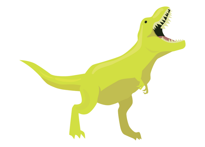 Roaring green cartoon T-rex dinosaur